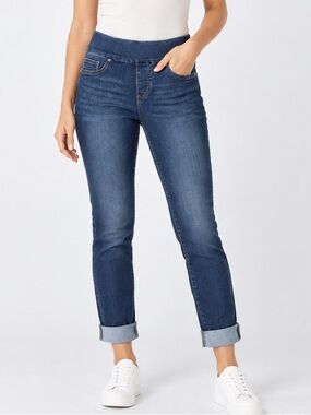 NWT Lee Sculpting Slim Fit Pull On Jeans Dark Wash 8 Long